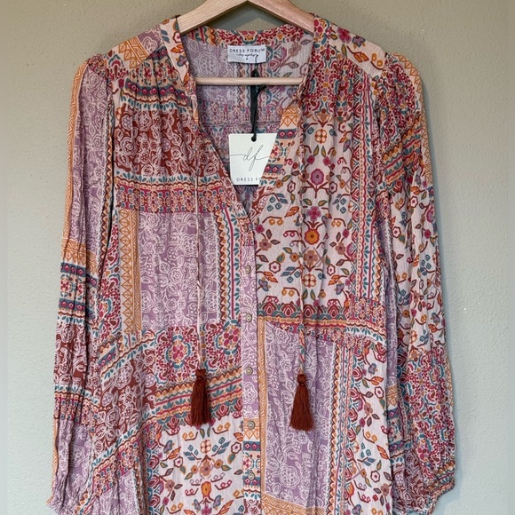 Dress Forum Pink Patchwork Boho Tiered Maxi Dress NWT Size Small - Picture 3 of 9